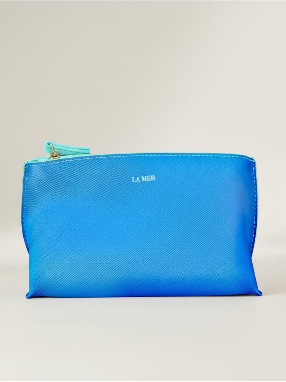 La Mer Cosmetic Travel Bag Blue Zip Makeup Pouch